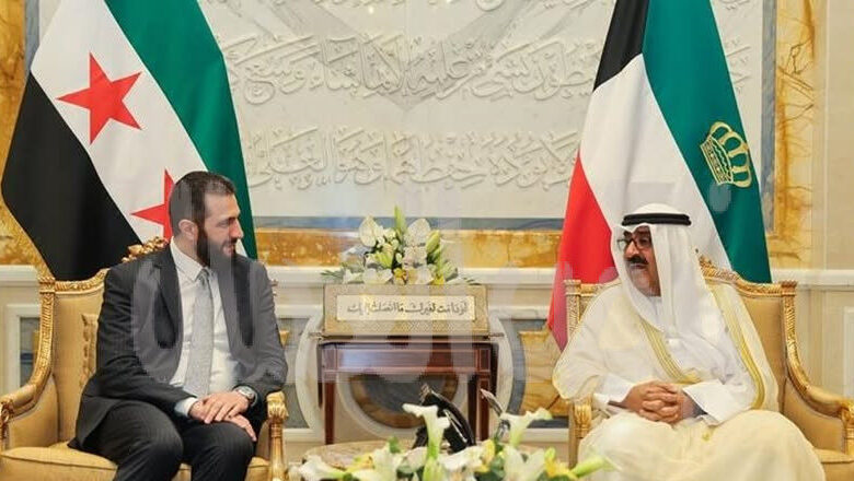 جلسة مباحثات بين أمير الكويت و الشرع بقصر البيان جلسة مباحثات بين أمير الكويت و الشرع بقصر البيان