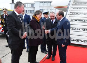 الرئيس عبد الفتاح السيسي يصل  إلى المطار العسكري في بروكسل