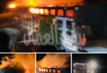 حريق هائل بفندق عائم في اسنا