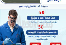 وزارة العمل: 100 فرصة عمل جديدة بشركة LG للإلكترونيات مصر